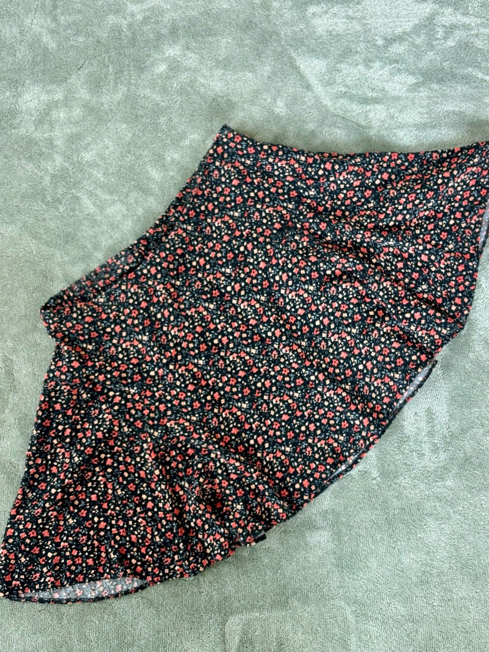 American Eagle Outfitters Black Skater Skirt with Pink Floral Print